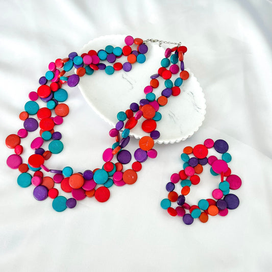 CLEARANCE Kaleidoscope Multi-Strand Tiered Statement Necklace - Cococobana - Lacey Lou Sparkles