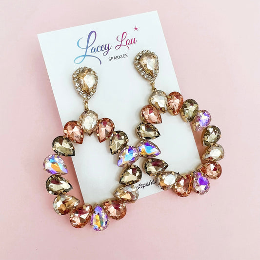 CLEARANCE Liv Rhinestone Statement Dangles - Champagne - Lacey Lou Sparkles