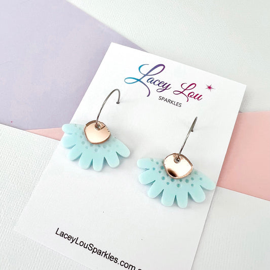 CLEARANCE Pastel Blue Bloom Flower Hoop - Dangle Acrylic Earring - Lacey Lou Sparkles