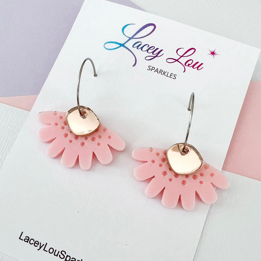 CLEARANCE Pastel Pink Bloom Flower Hoop - Dangle Acrylic Earring - Lacey Lou Sparkles