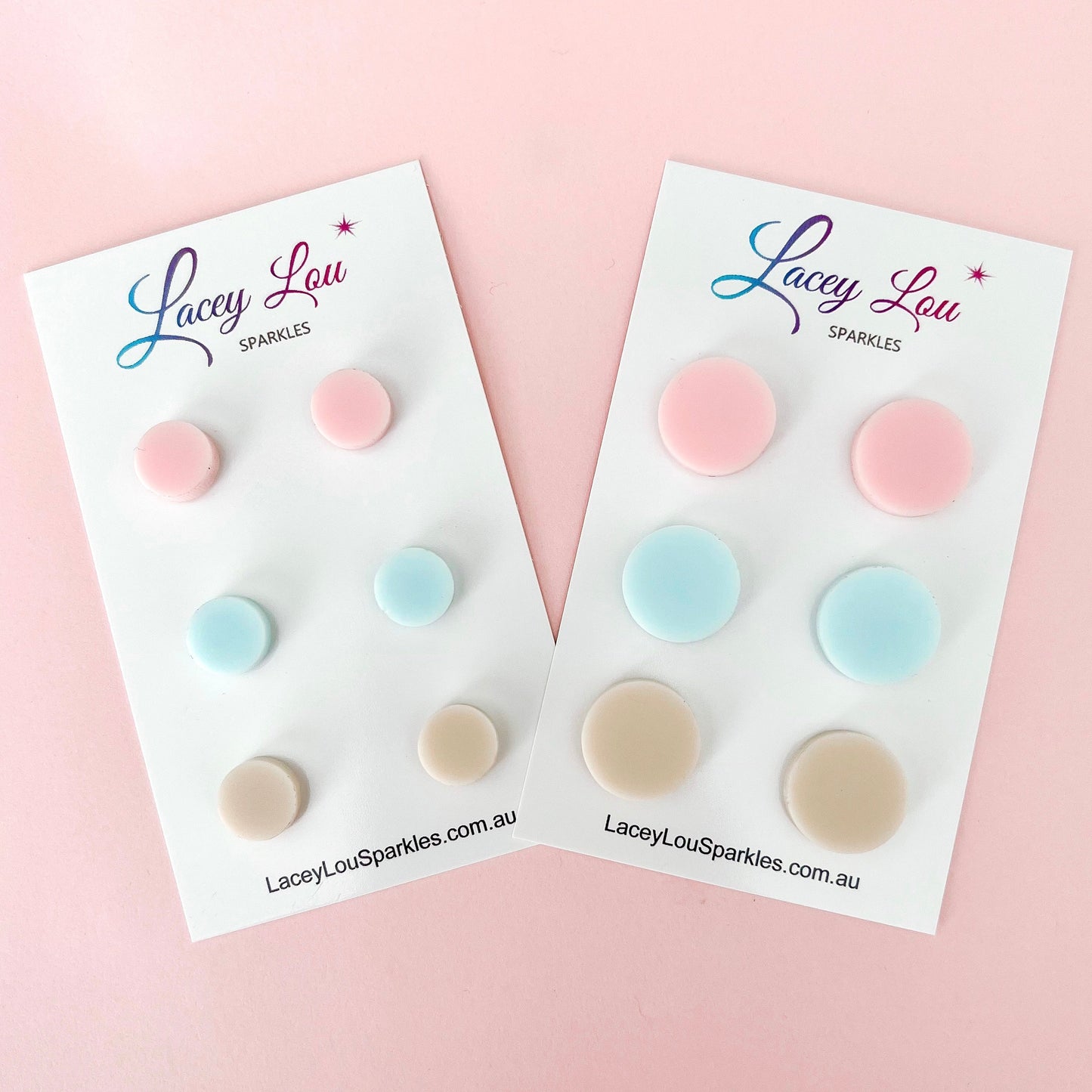 CLEARANCE Pastel Round Multicolour Acrylic Stud Set - Lacey Lou Sparkles