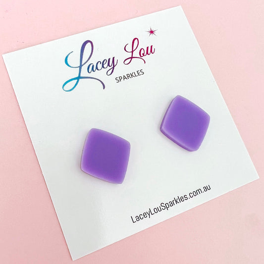 CLEARANCE Purple Stud Acrylic Earrings - Lacey Lou Sparkles