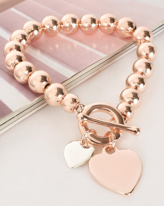 Eloise Rose Gold Heart Charm Bracelet - Lacey Lou Sparkles