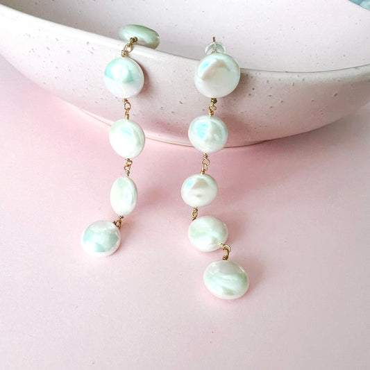 Freshwater Coin Pearl Dangle Earrings - Lacey Lou Sparkles