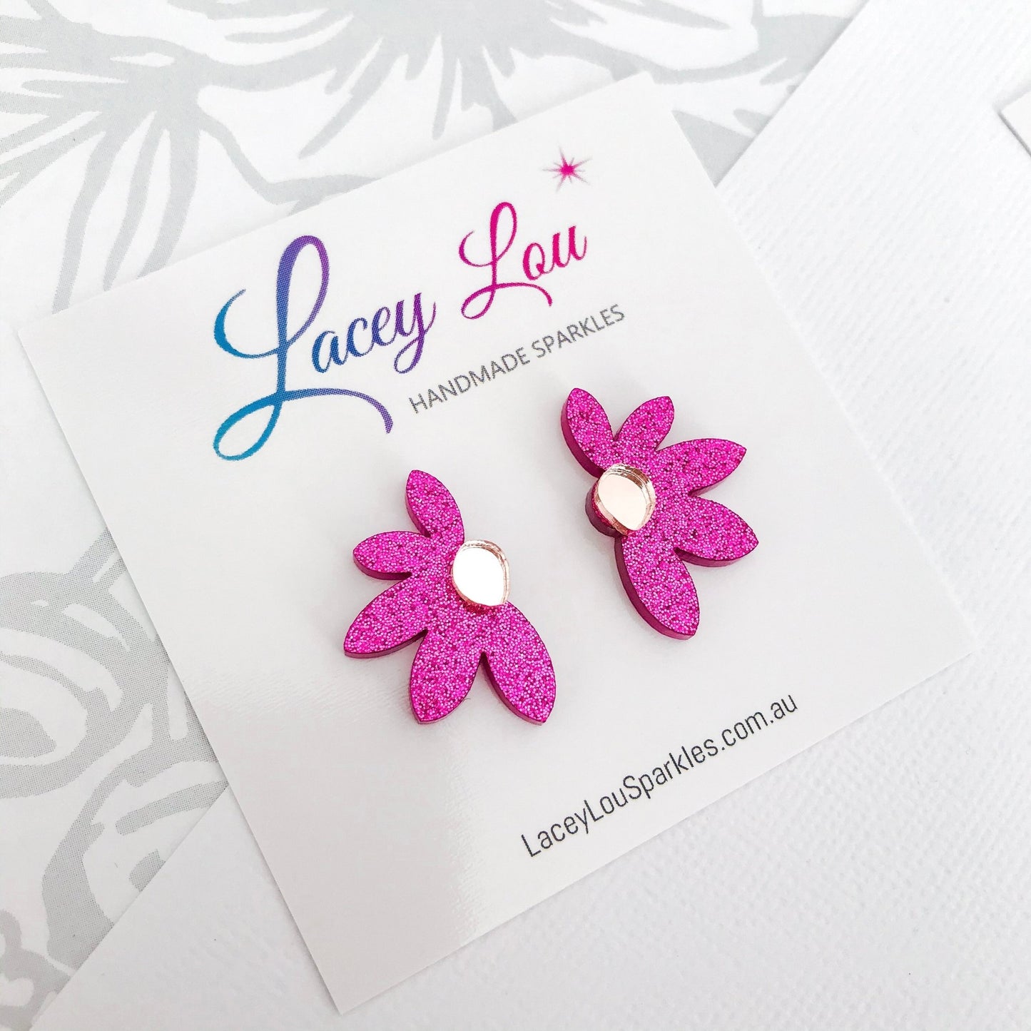Fuchsia Bloom Studs - Lacey Lou Sparkles