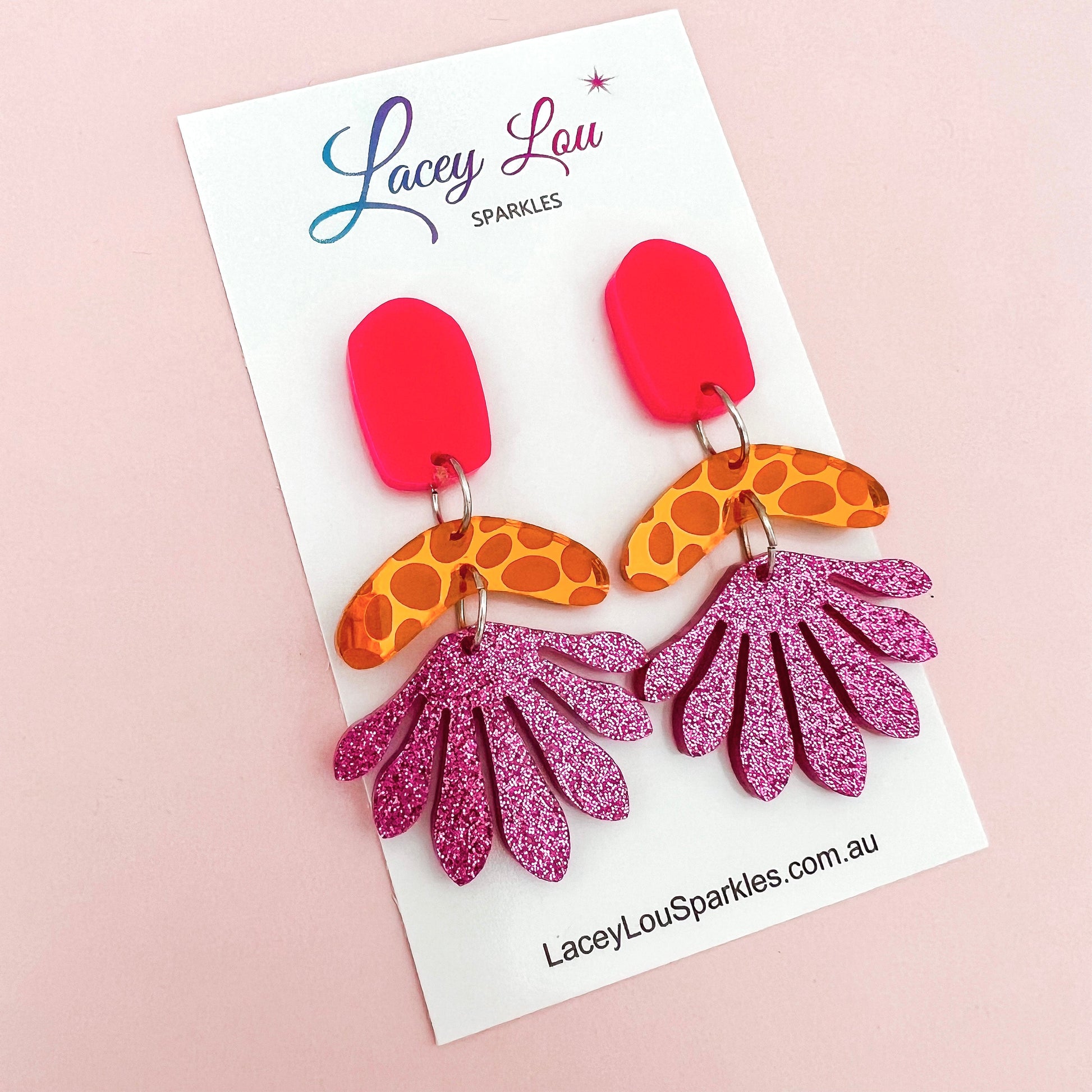 Fuchsia Statement Acrylic Dangles - Lacey Lou Sparkles