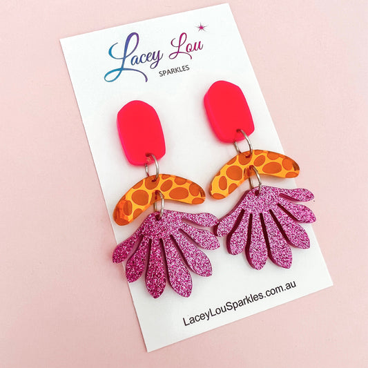 Fuchsia Statement Acrylic Dangles - Lacey Lou Sparkles