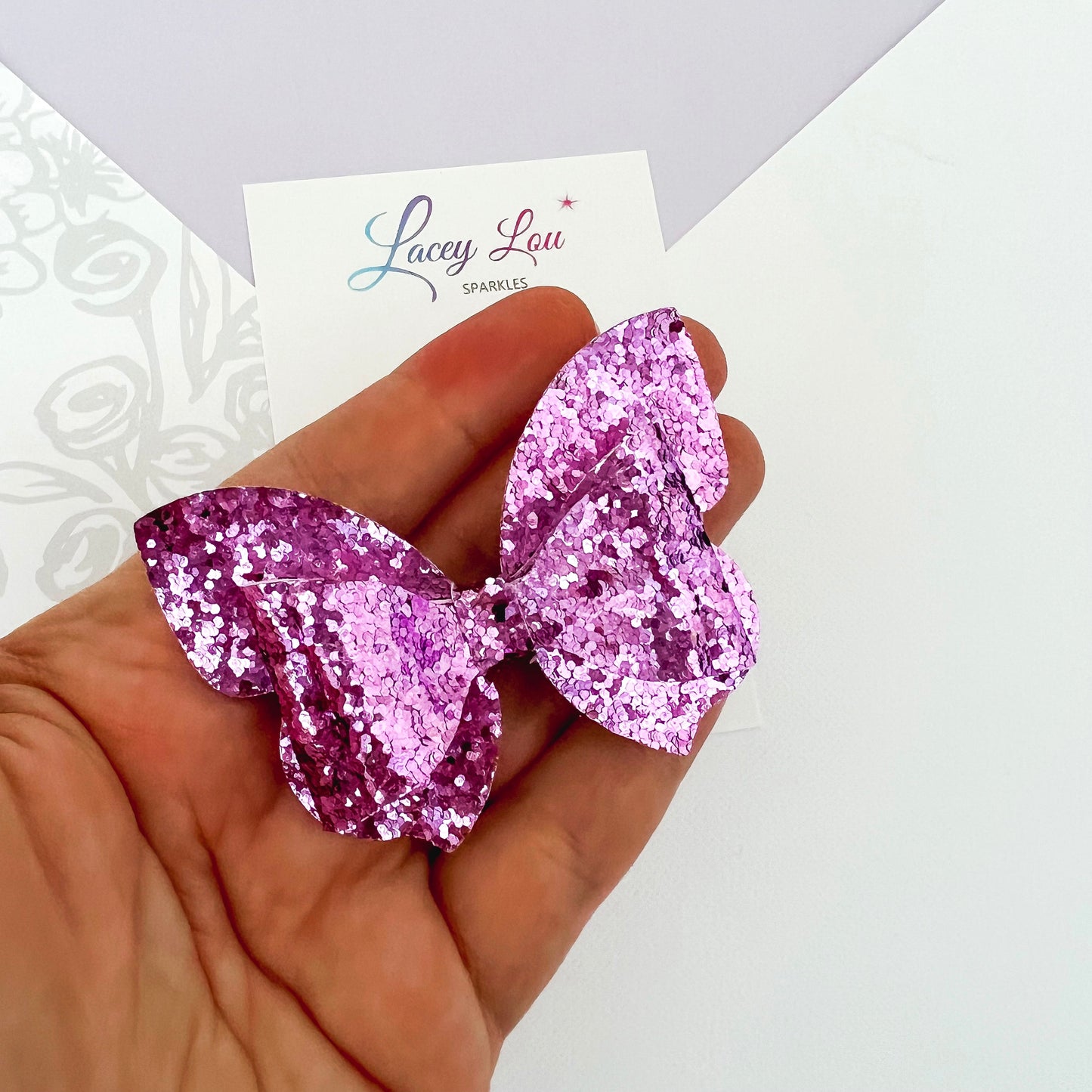 Glittery Butterfly Hair Bow - Lacey Lou Sparkles