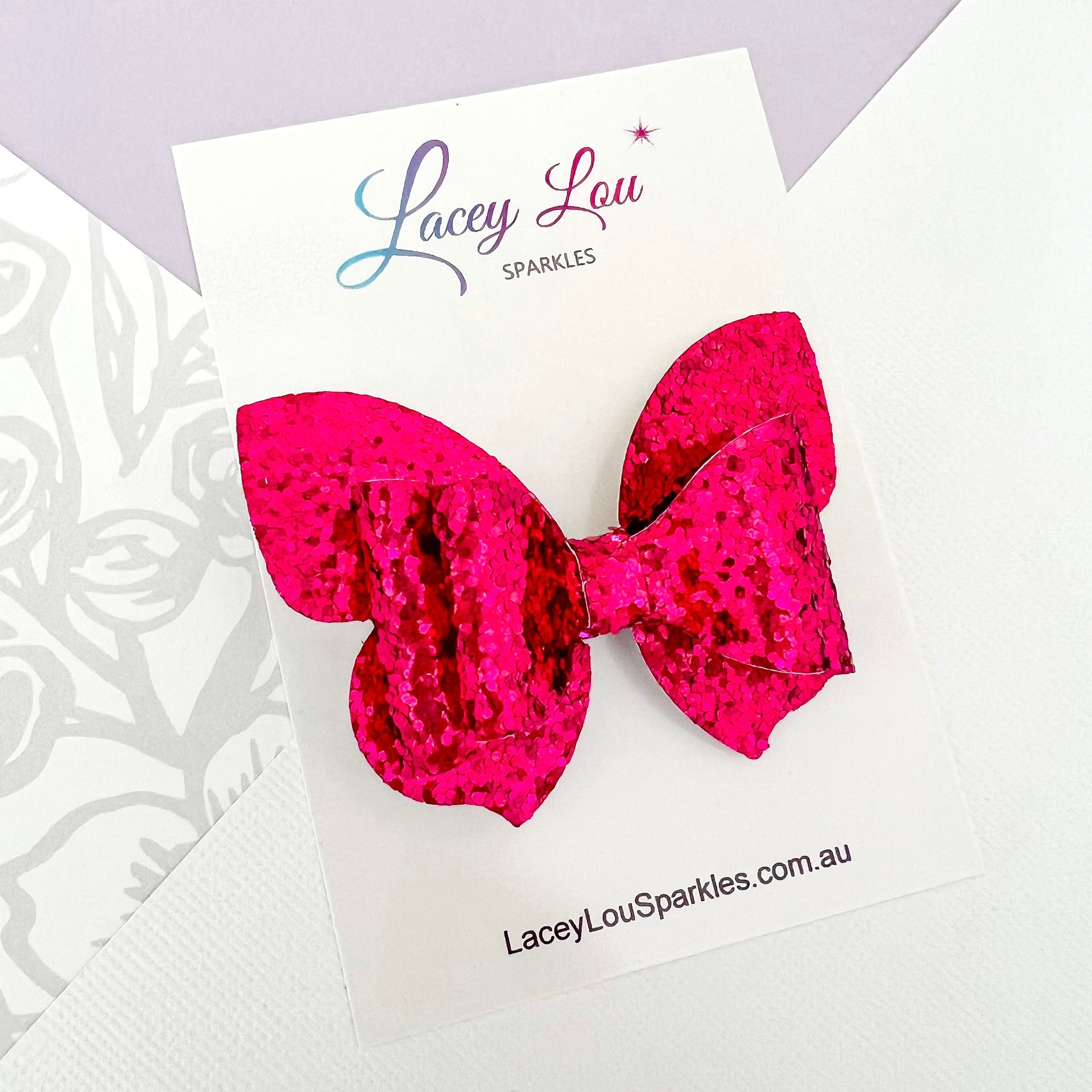 Glittery Butterfly Hair Bow - Lacey Lou Sparkles