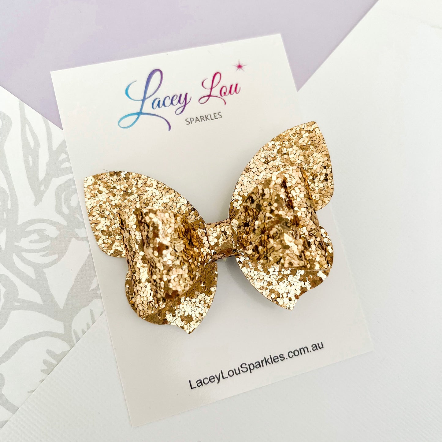 Glittery Butterfly Hair Bow - Lacey Lou Sparkles