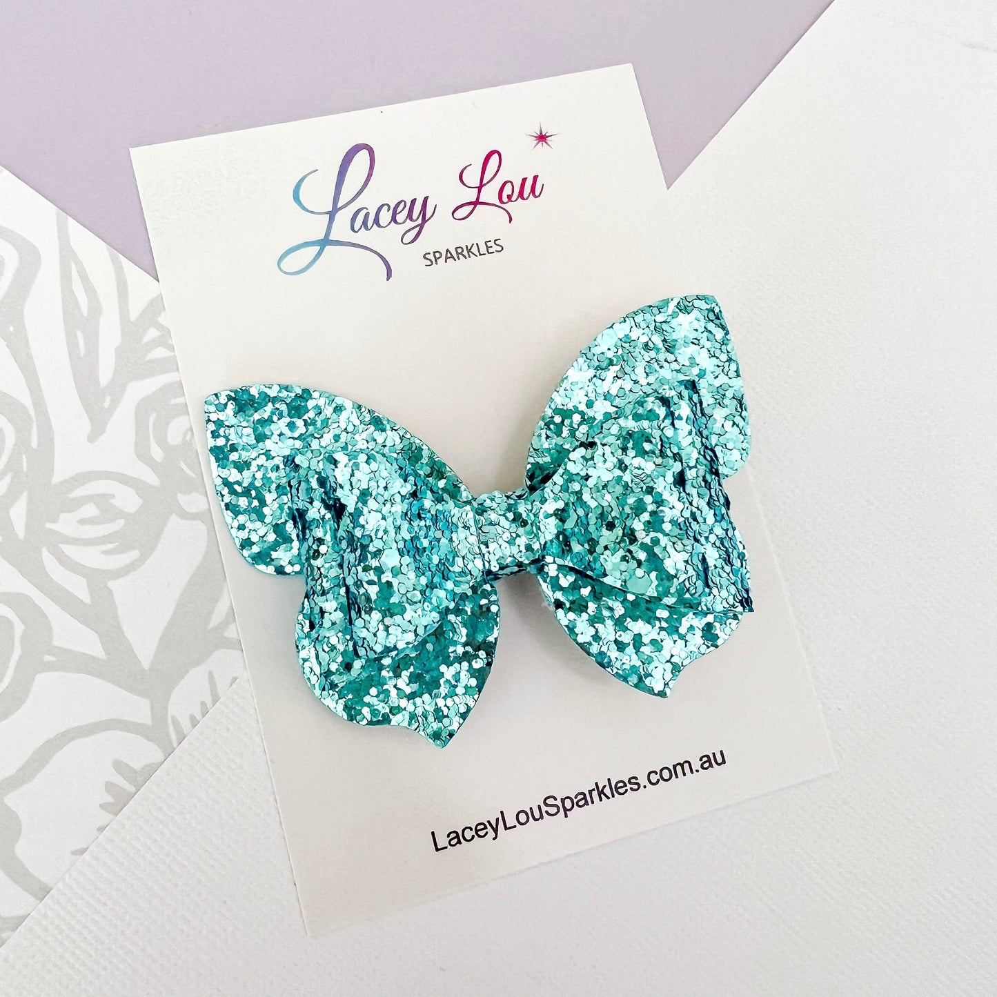 Glittery Butterfly Hair Bow - Lacey Lou Sparkles