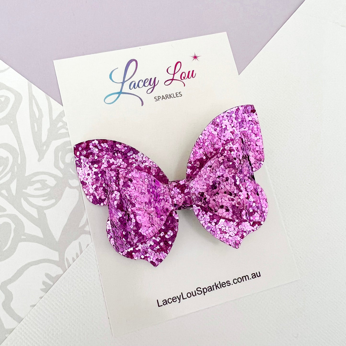 Glittery Butterfly Hair Bow - Lacey Lou Sparkles