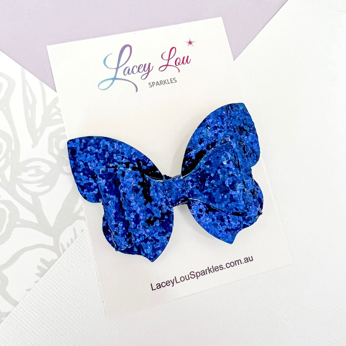 Glittery Butterfly Hair Bow - Lacey Lou Sparkles