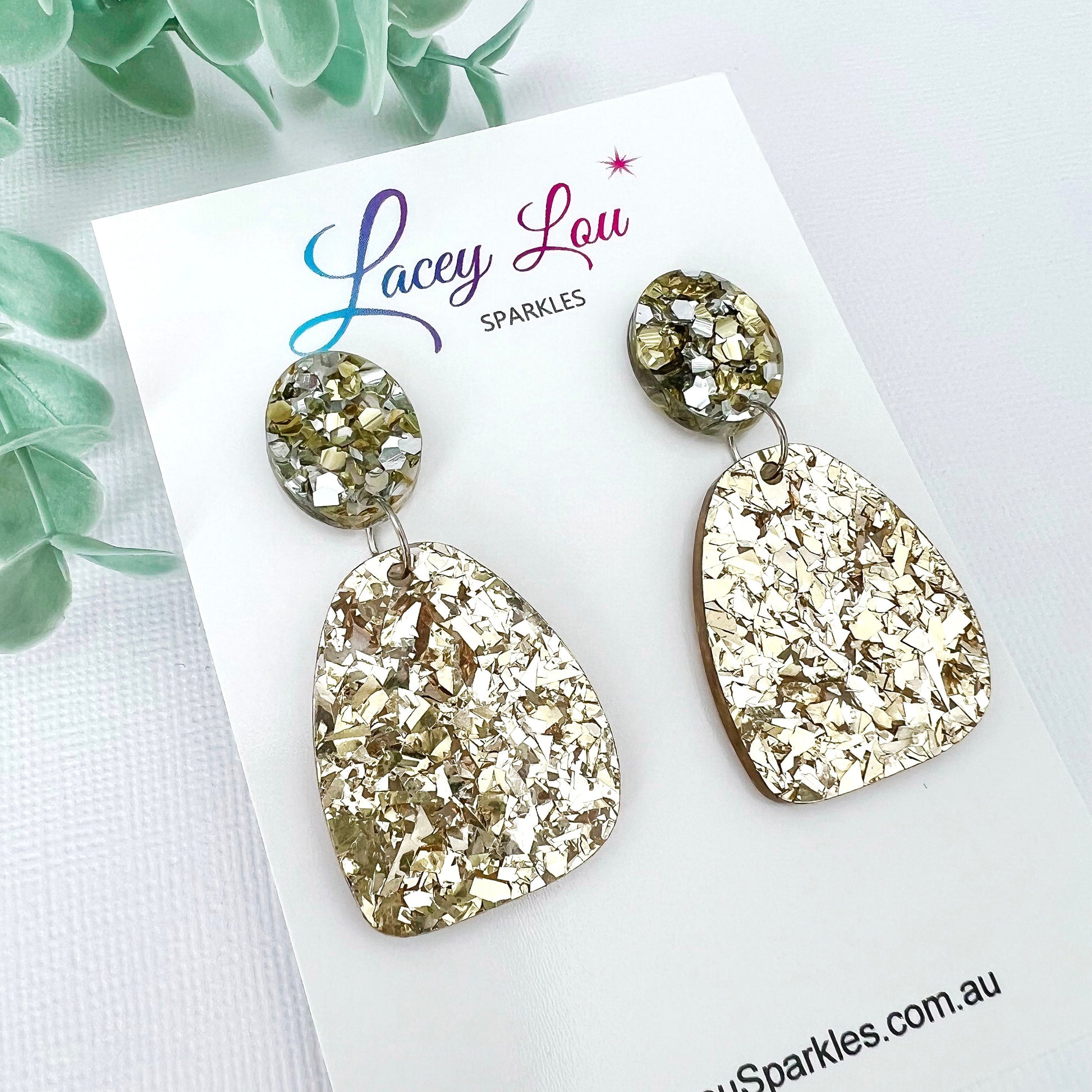 Gold Christmas Abstract Dangles - Lacey Lou Sparkles
