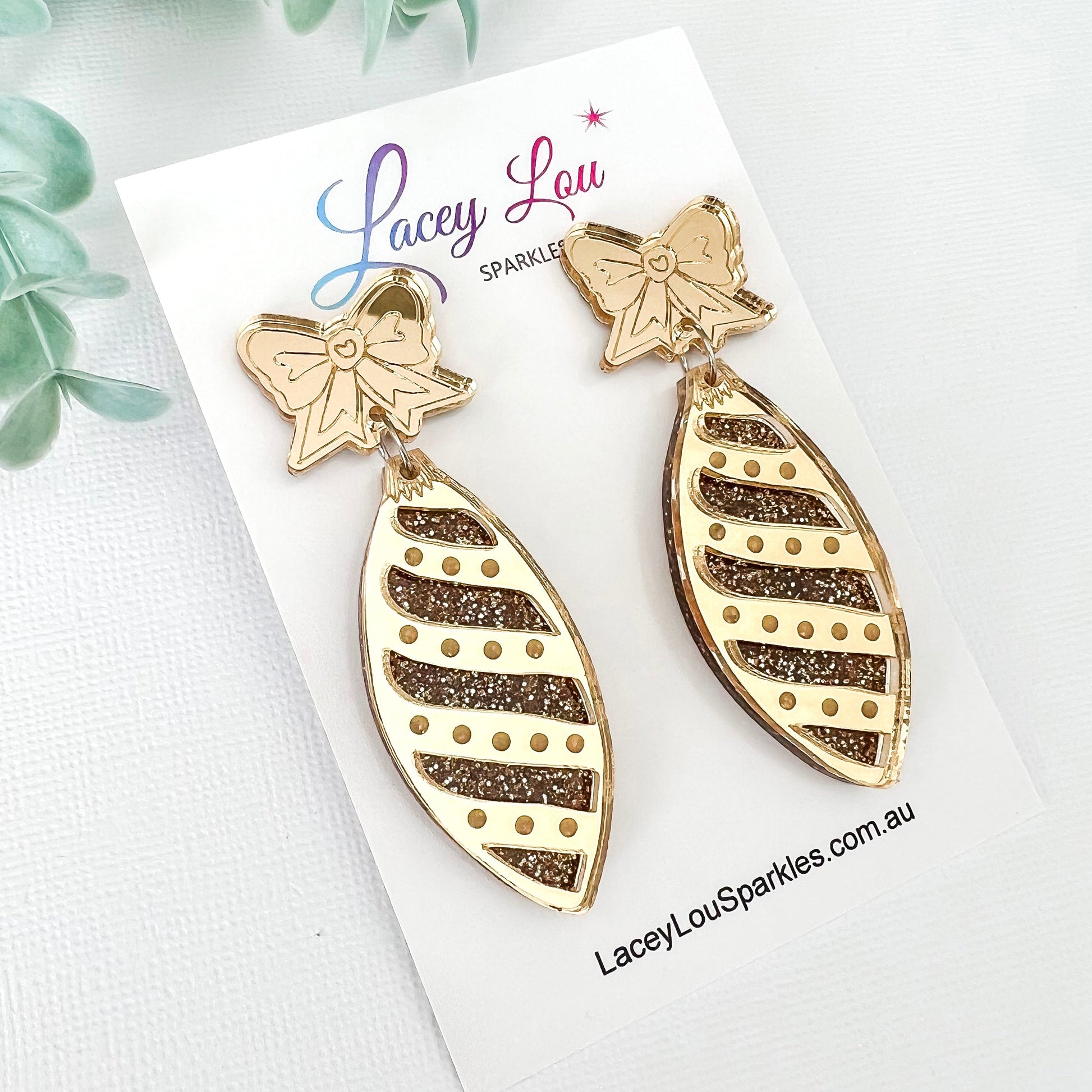 Gold Long Christmas Bauble Earrings - Lacey Lou Sparkles