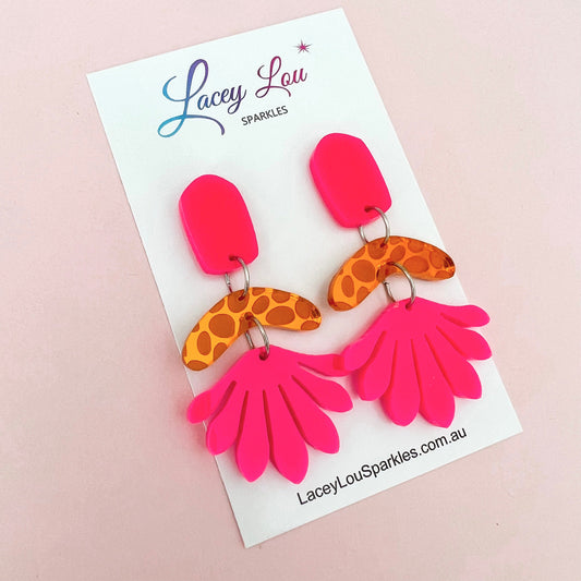 Hot Pink Statement Acrylic Dangles - Lacey Lou Sparkles