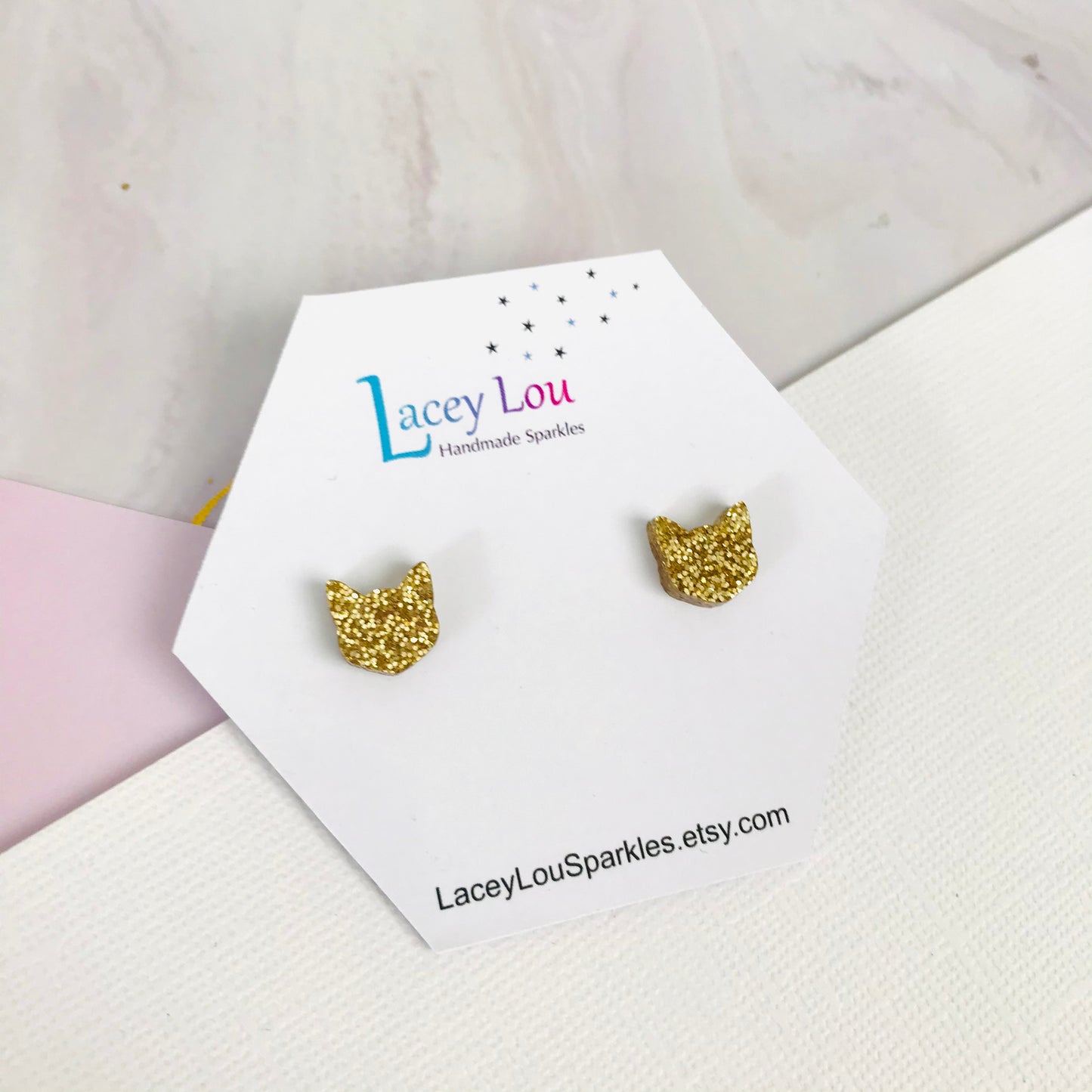 Small Cat Face Earrings - Itty Bitty Kitty Cat Studs