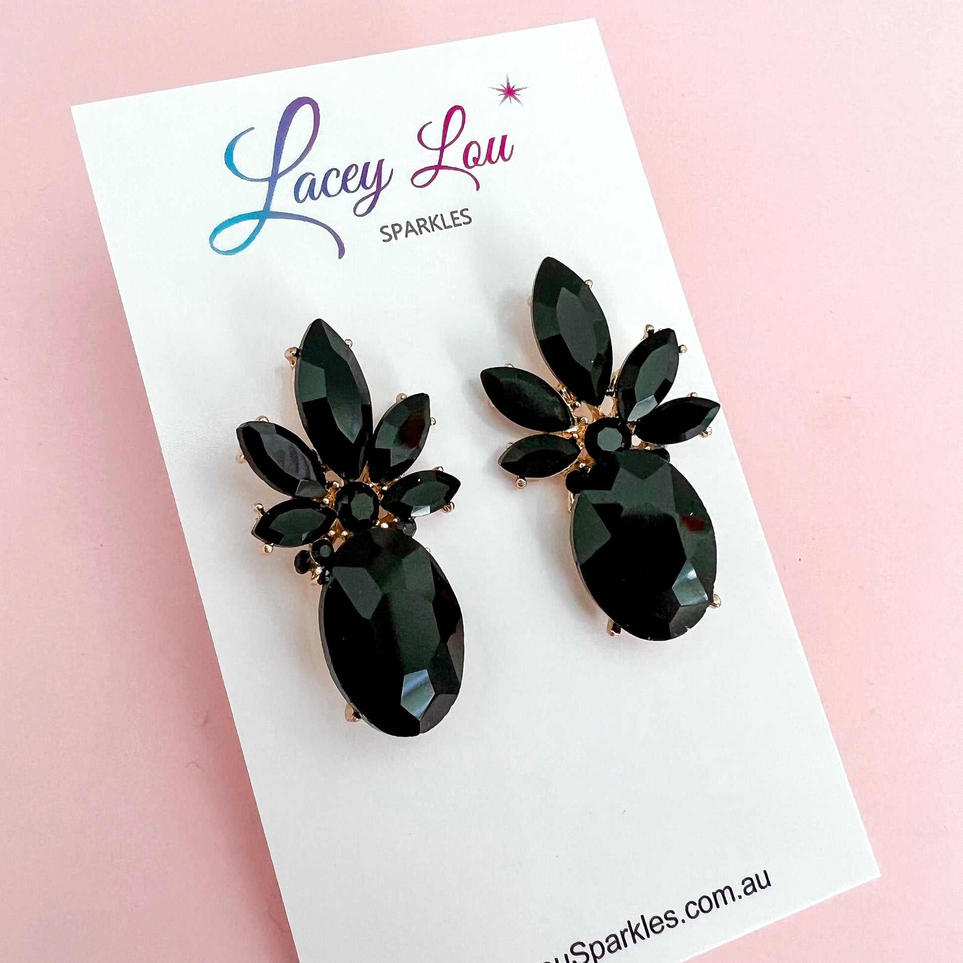 Jessica Black Rhinestone Studs - Lacey Lou Sparkles