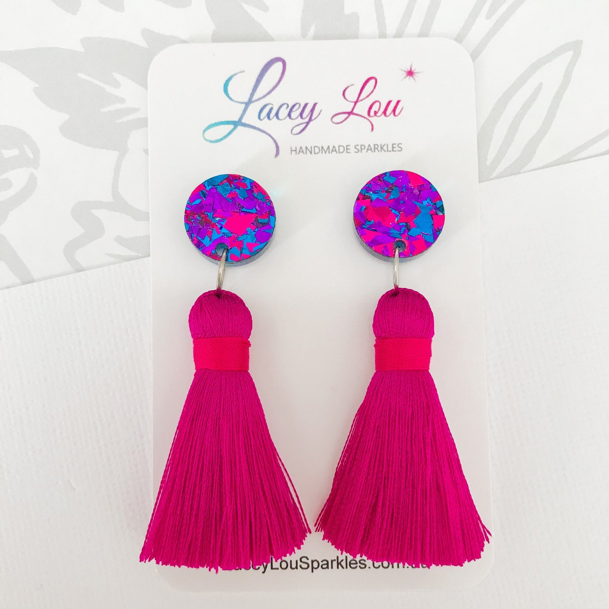 Large Silk Tassel Earring - Magenta - Lacey Lou Sparkles