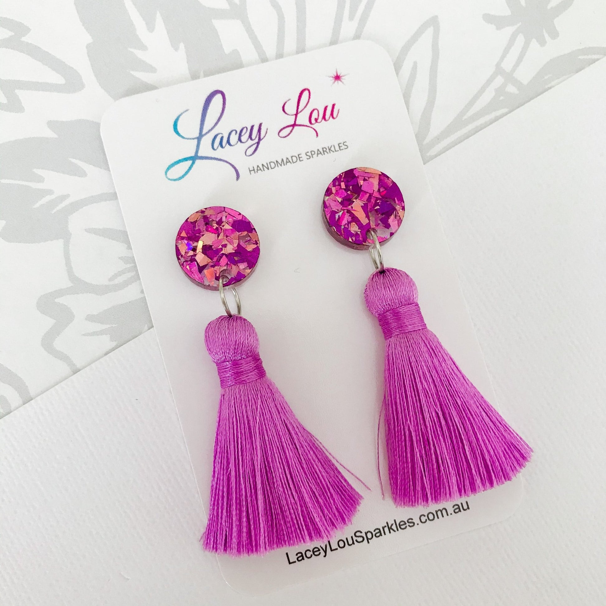 Large Silk Tassel Earring - Mauve - Lacey Lou Sparkles