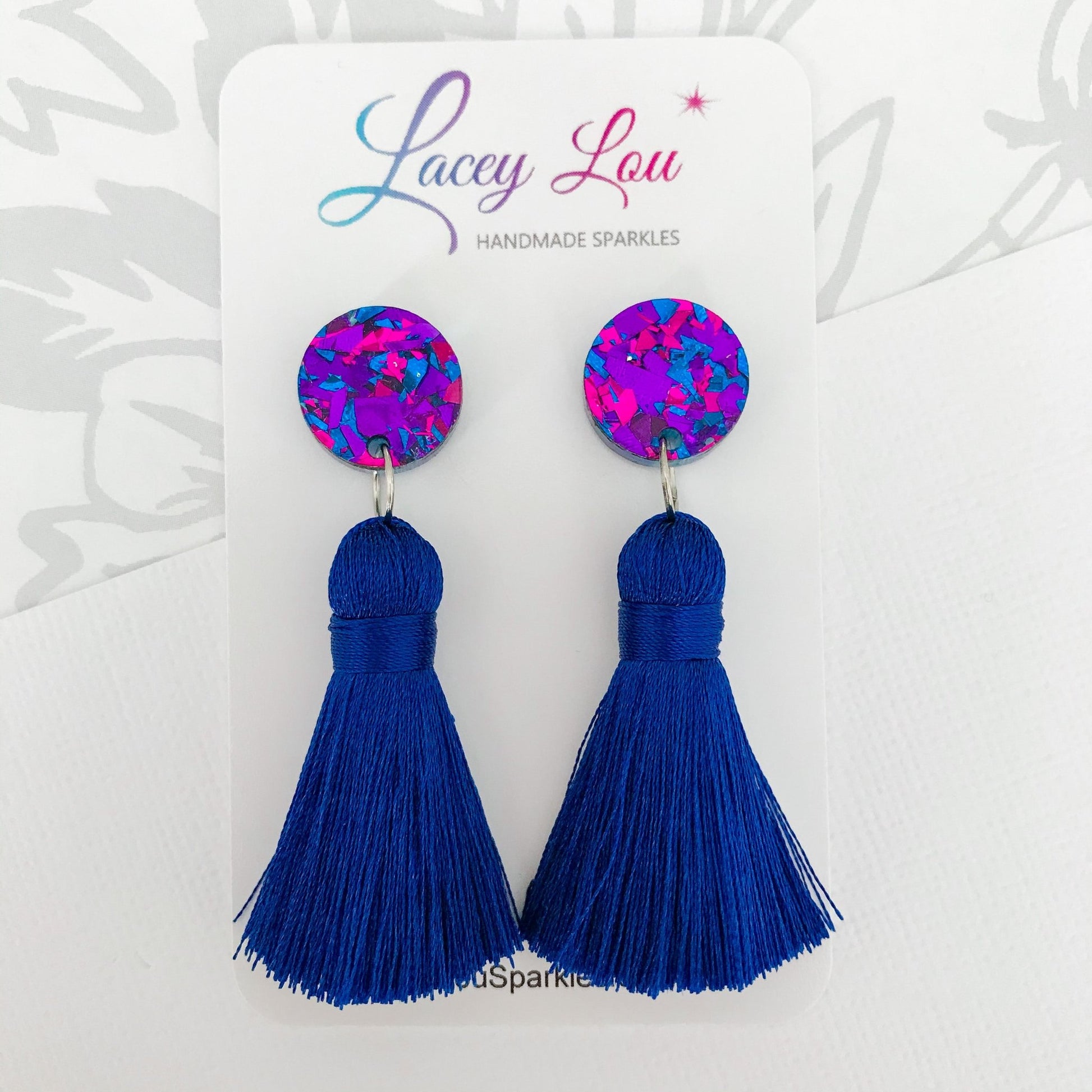 Large Silk Tassel Earring - Royal Blue - Lacey Lou Sparkles