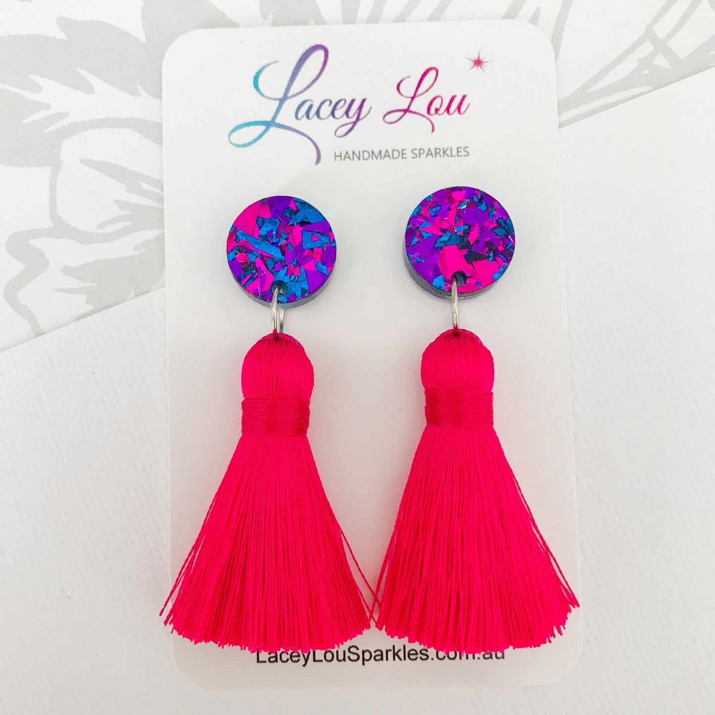 Large Silk Tassel Earrings - Hot Pink - Lacey Lou Sparkles
