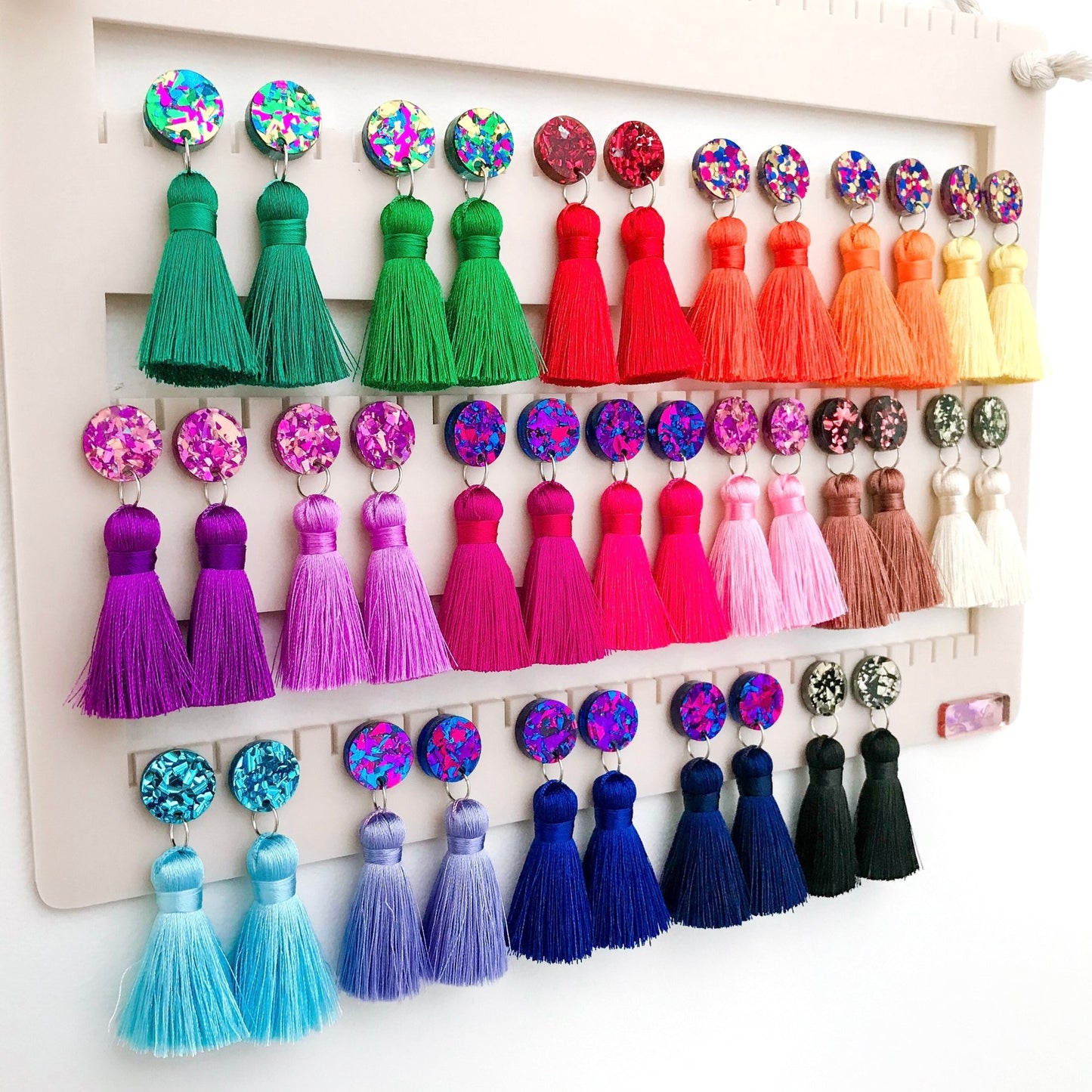 Large Silk Tassel Earrings - Purple - Lacey Lou Sparkles