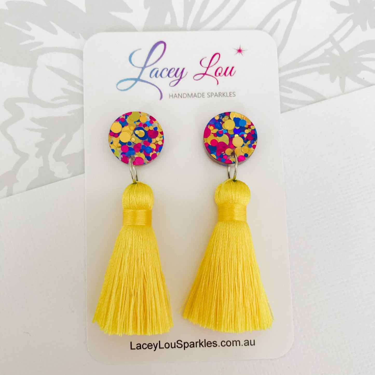 Large Silk Tassel Earrings - Yellow - Lacey Lou Sparkles