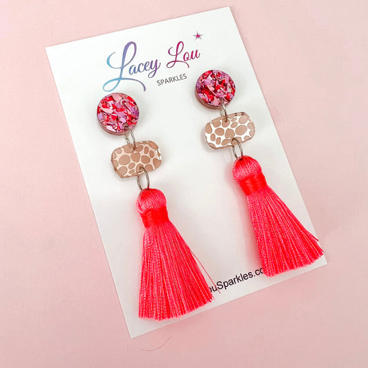 Long Sunset Silk Tassel Earring - Lacey Lou Sparkles