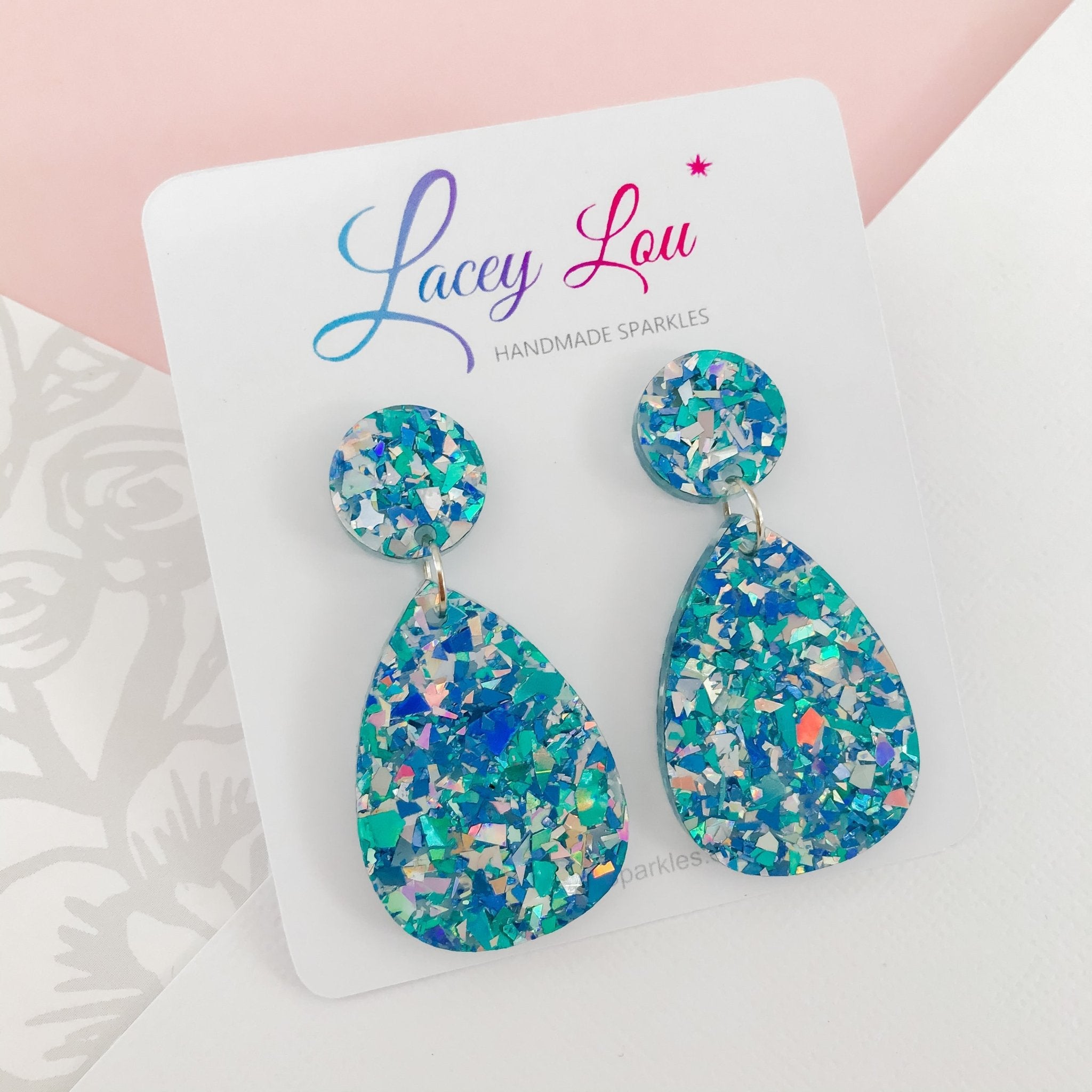 Blue store acrylic earrings