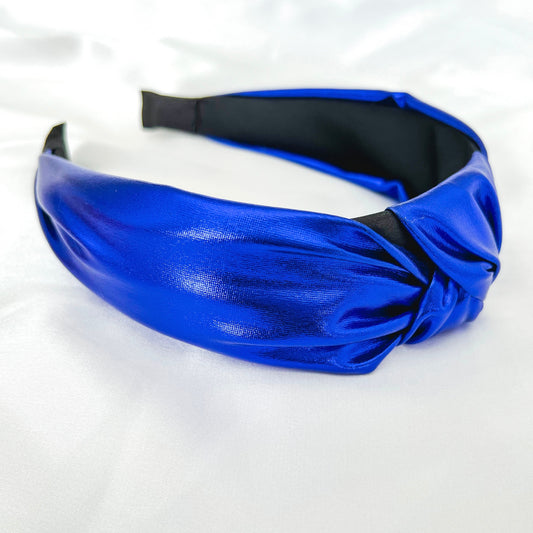 Metallic Blue Knotted Headband - Lacey Lou Sparkles