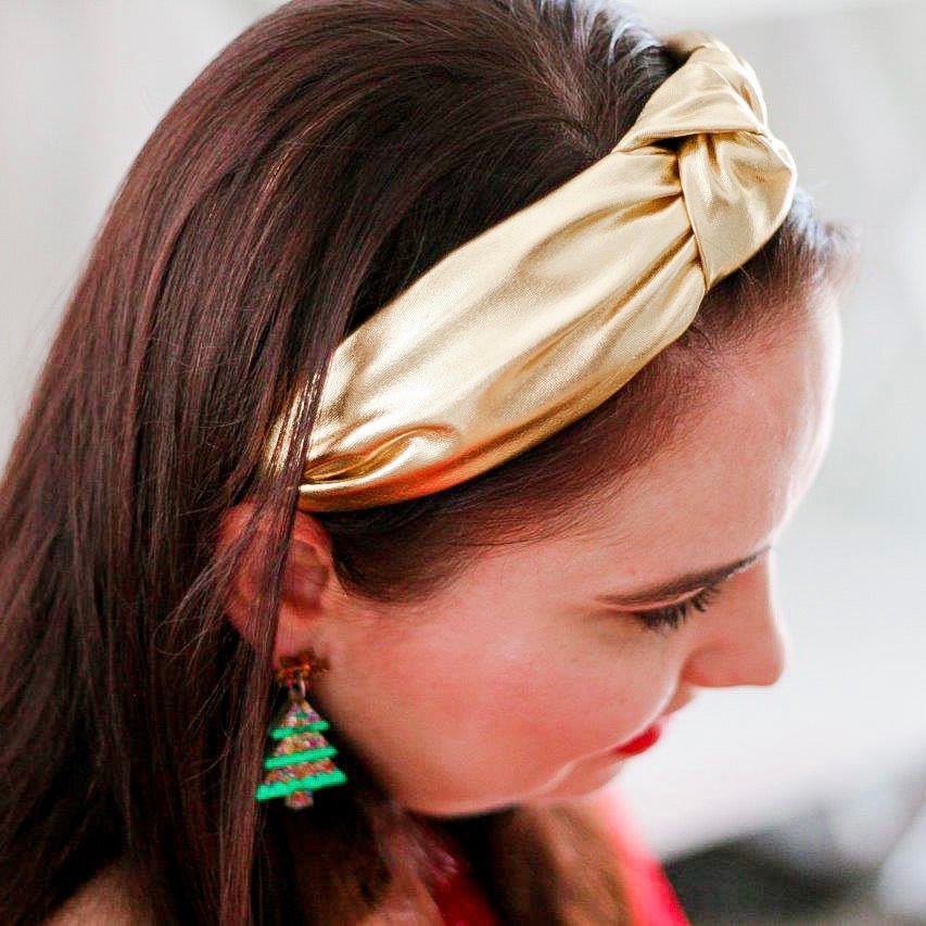 Metallic Gold Christmas Knotted Headband - Lacey Lou Sparkles