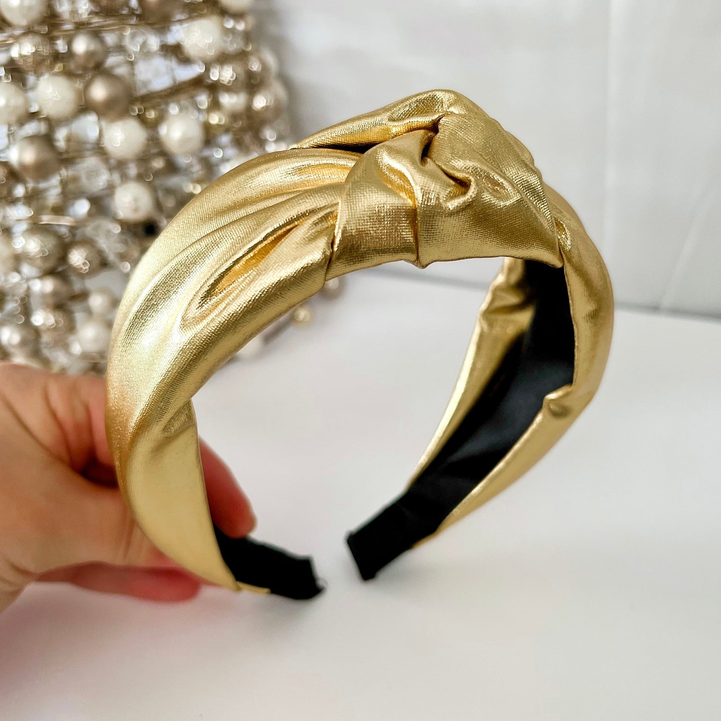 Metallic Gold Christmas Knotted Headband - Lacey Lou Sparkles