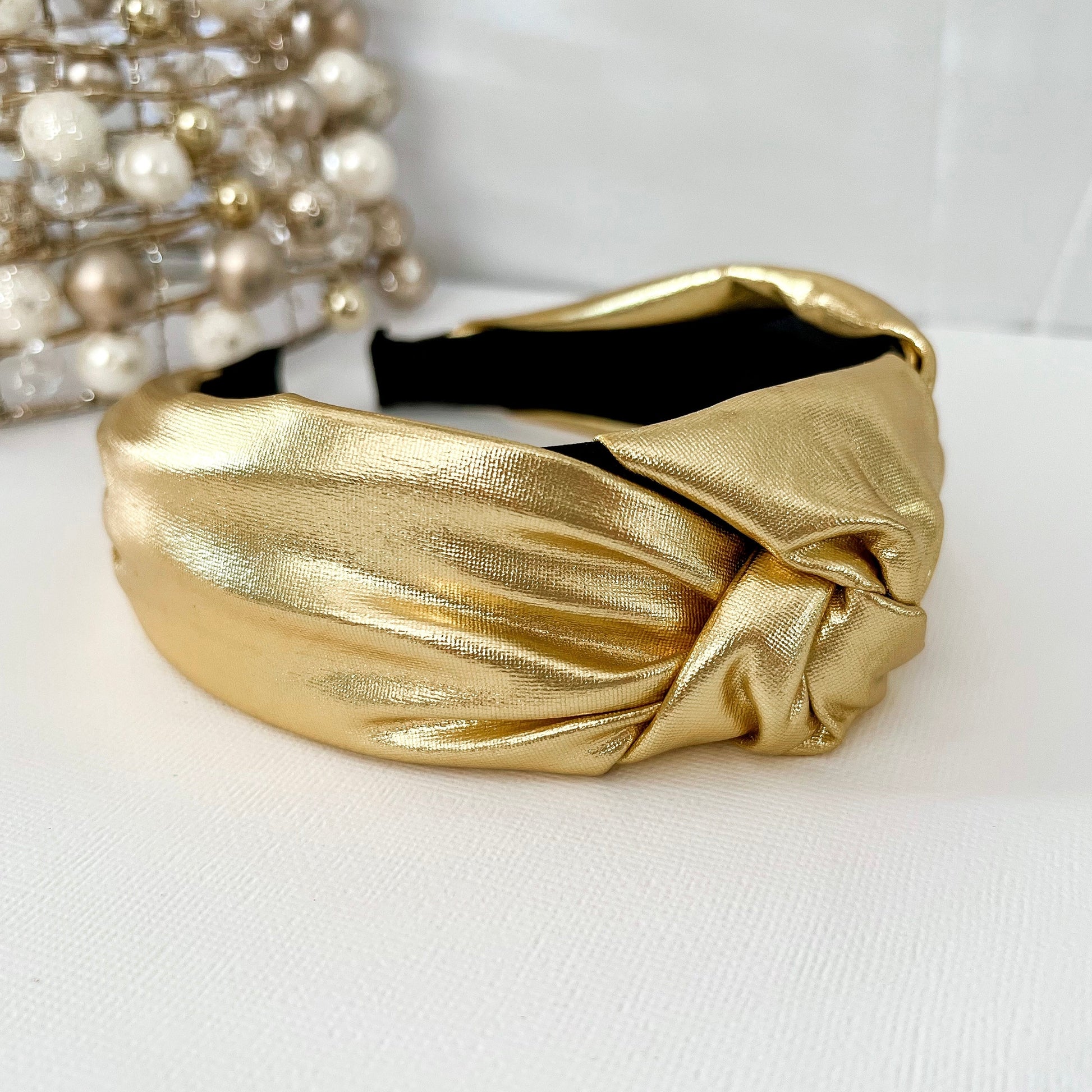 Metallic Gold Christmas Knotted Headband - Lacey Lou Sparkles