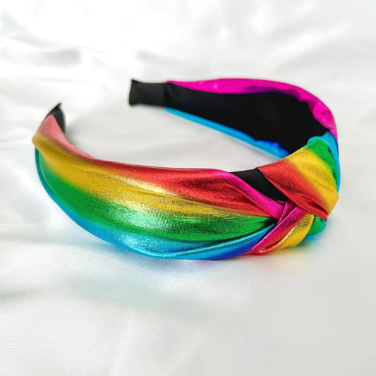 Metallic Rainbow Knotted Headband - Lacey Lou Sparkles