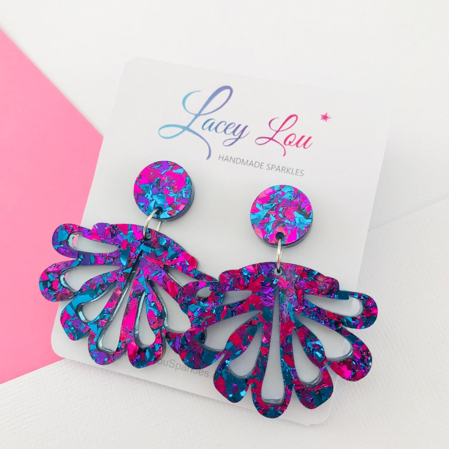 Midnight Blue Chandelier Dangles - Statement Acrylic Earrings - Lacey Lou Sparkles