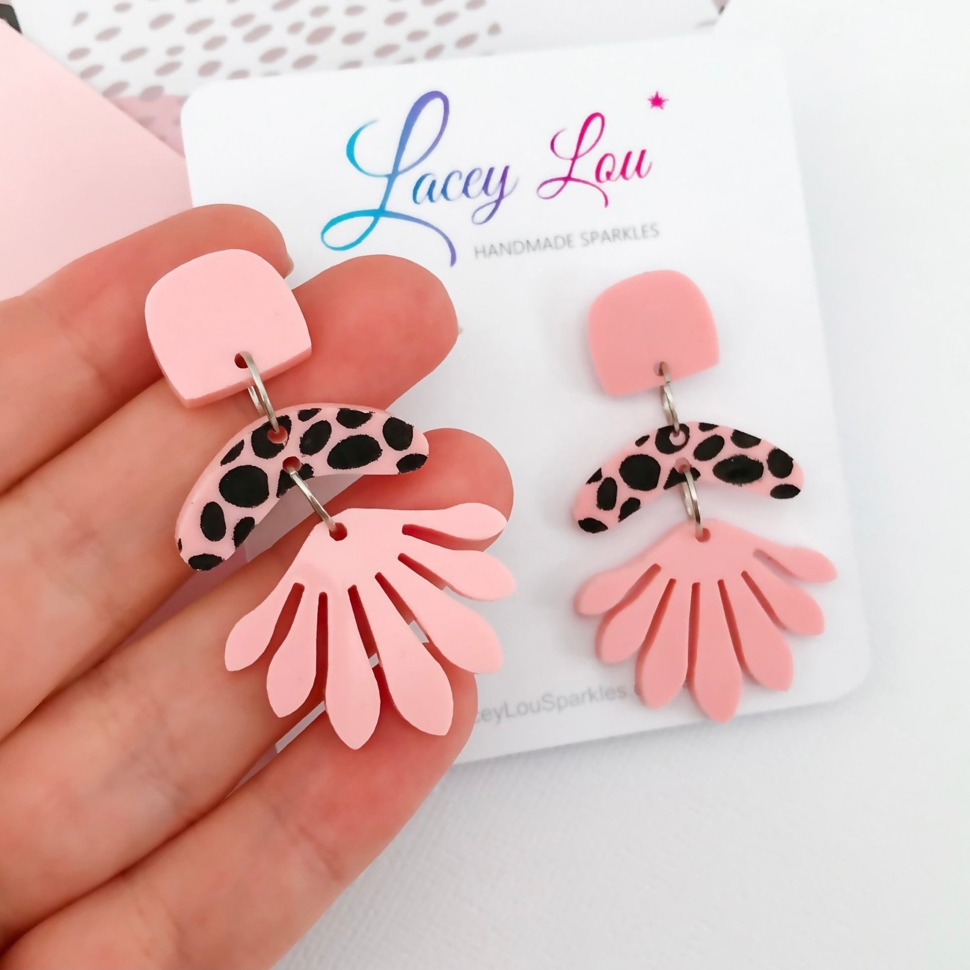 Pastel Pink Statement Dangles - Lacey Lou Sparkles