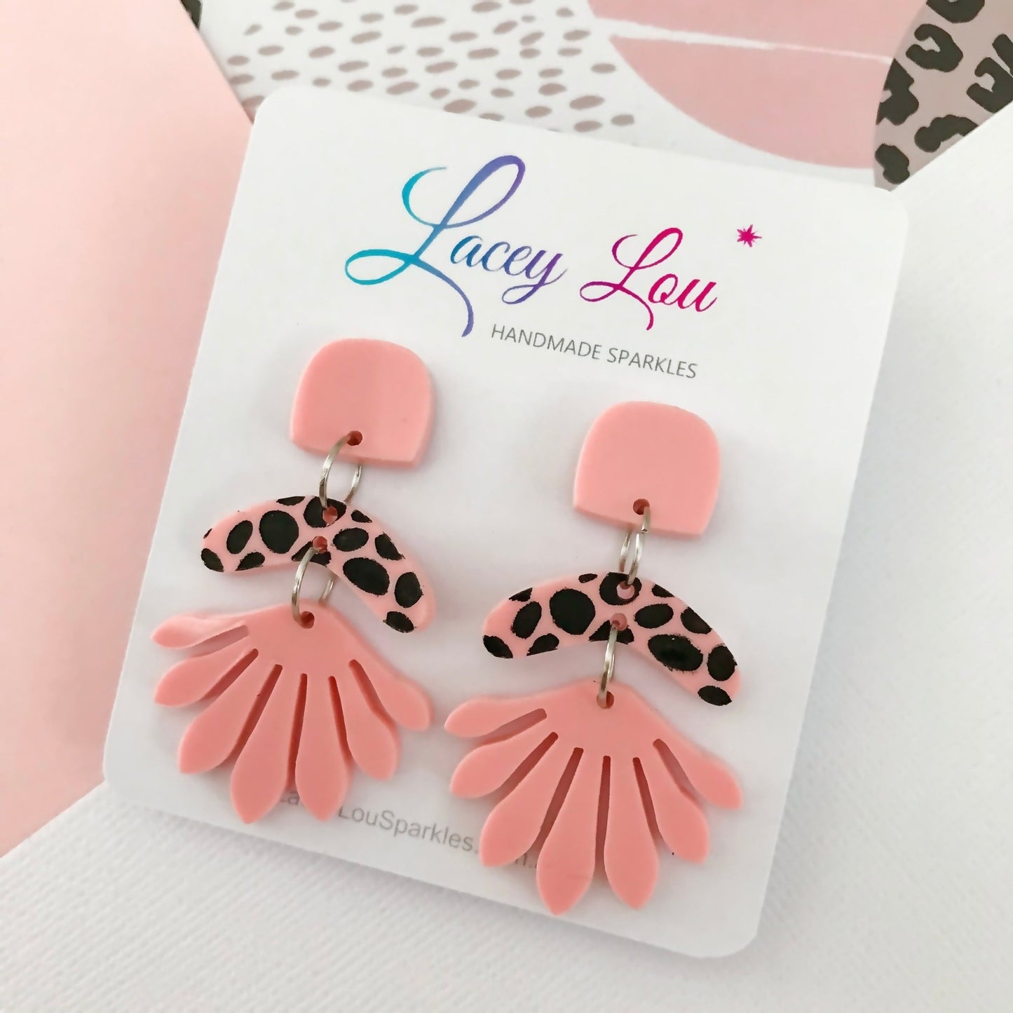 Pastel Pink Statement Dangles - Lacey Lou Sparkles