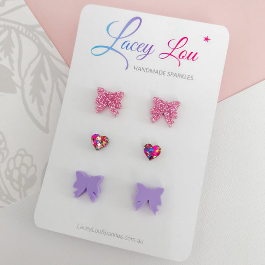 Pink and Purple Mixed Stud Gift Set - Lacey Lou Sparkles