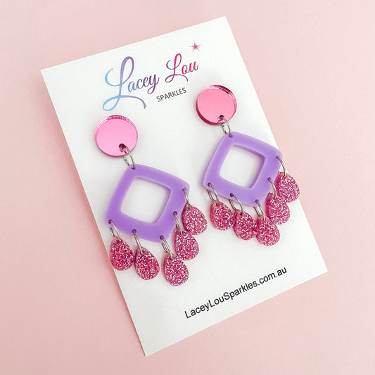 Pink Princess Statement Acrylic Dangle v1 - Lacey Lou Sparkles