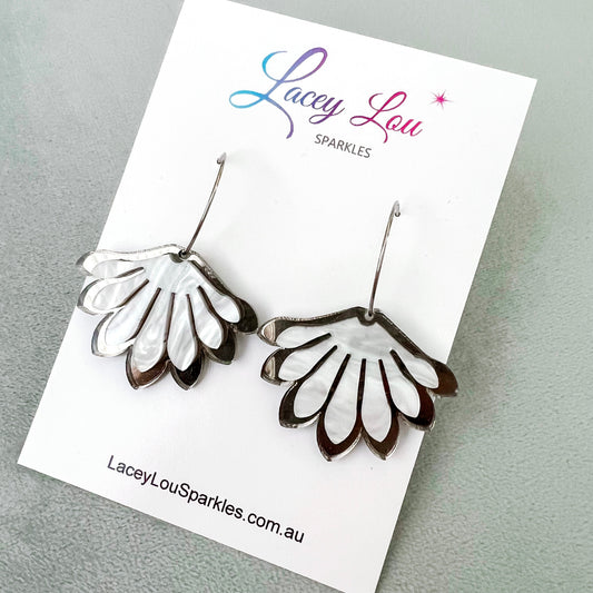 Platinum Acrylic Statement Hoop Dangle Earrings - Lacey Lou Sparkles
