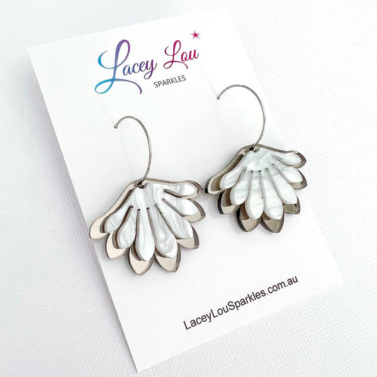 Platinum Acrylic Statement Hoop Dangle Earrings - Lacey Lou Sparkles