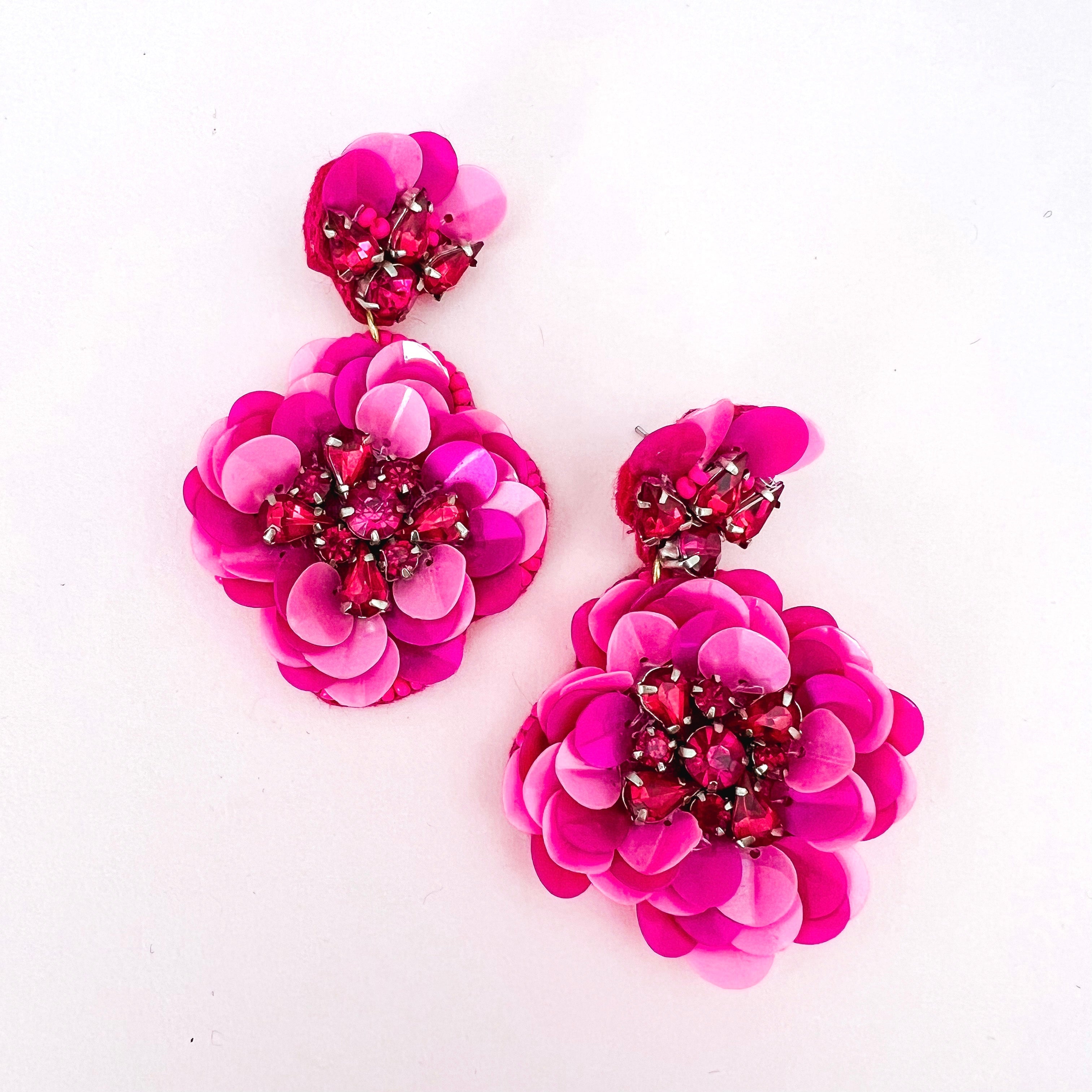 Cactus snakeskin earrings- authentic fuchsia