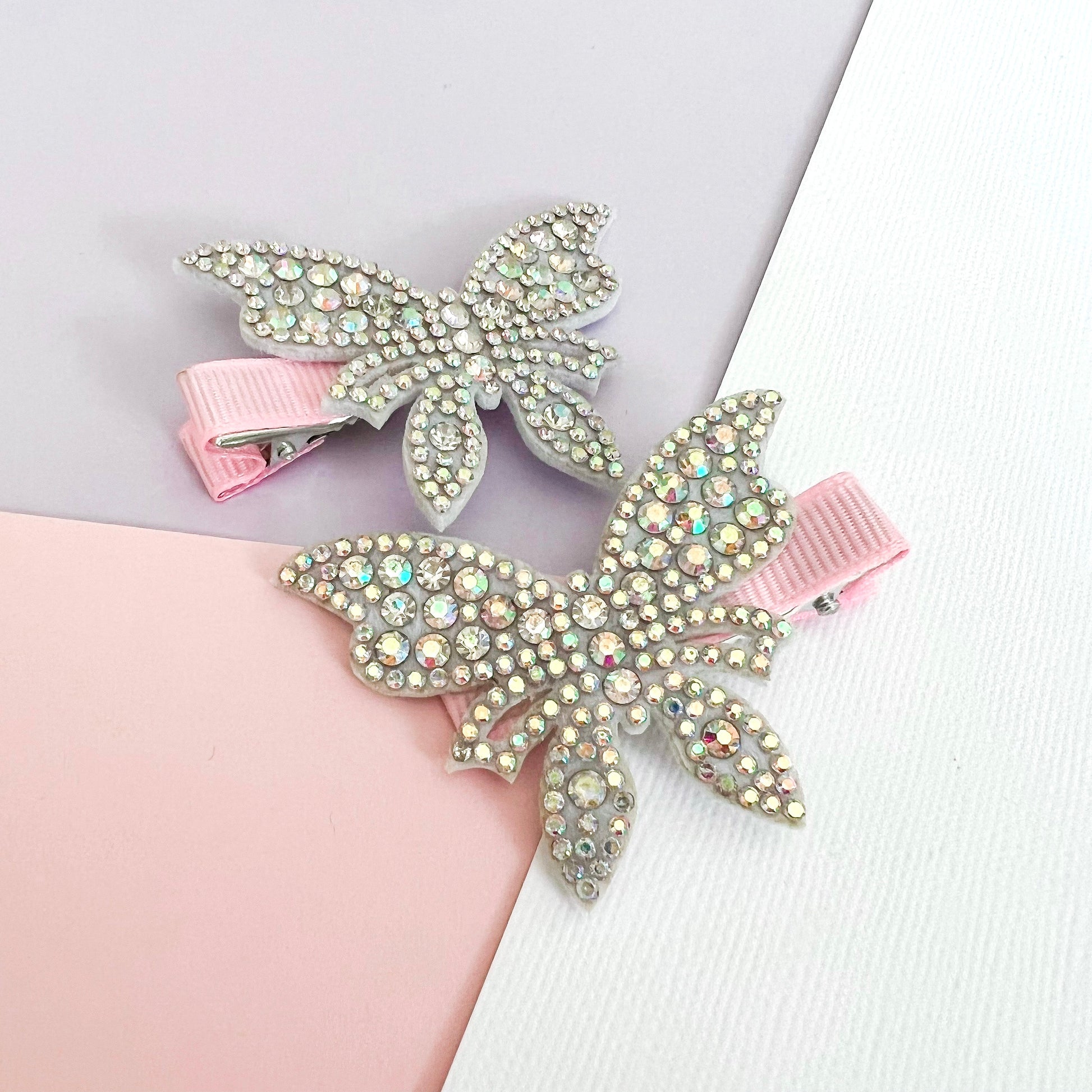 Rhinestone Butterfly Hair Bow Set - Lacey Lou Sparkles