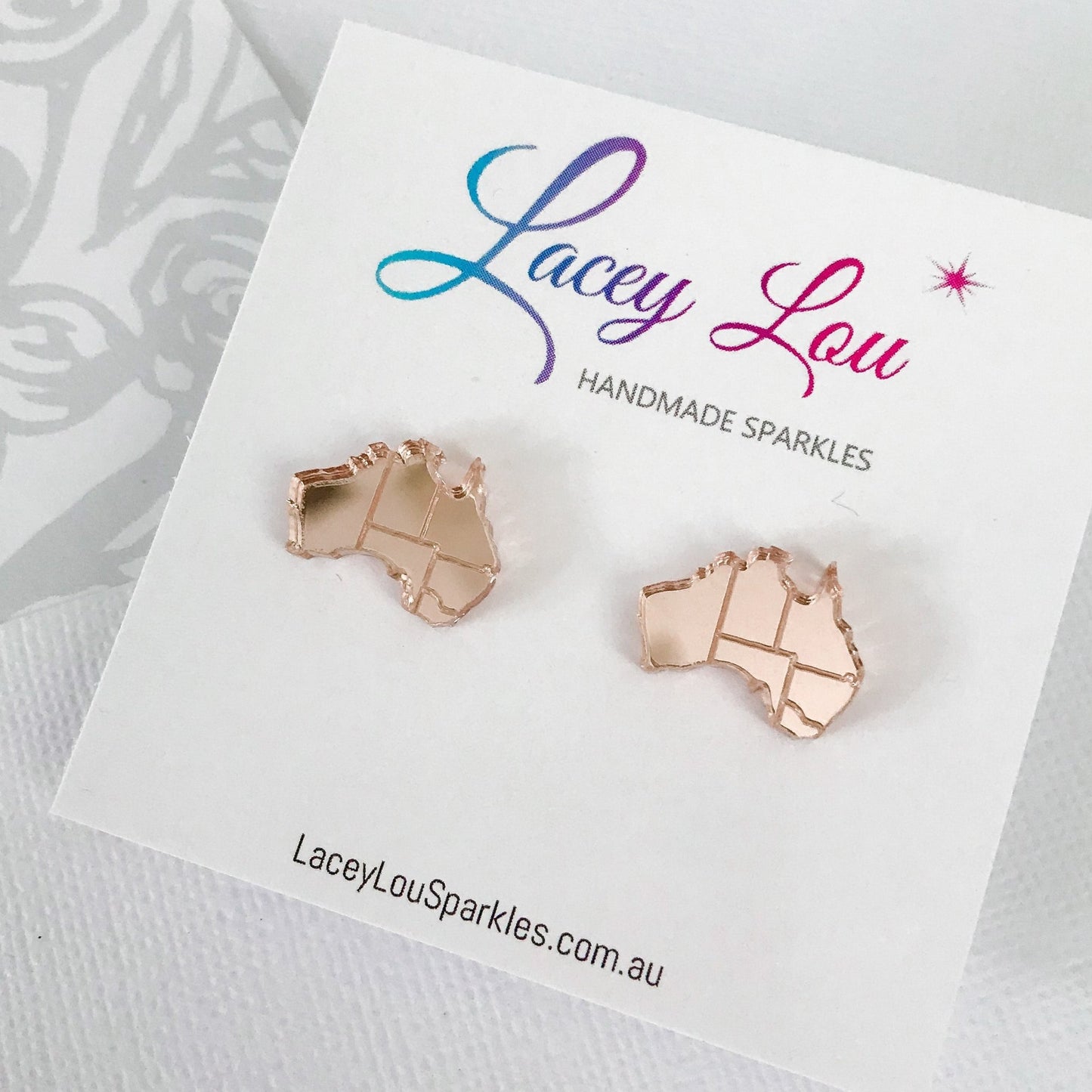 Rose Gold Australia Day Earrings | Acrylic Earrings - Lacey Lou Sparkles
