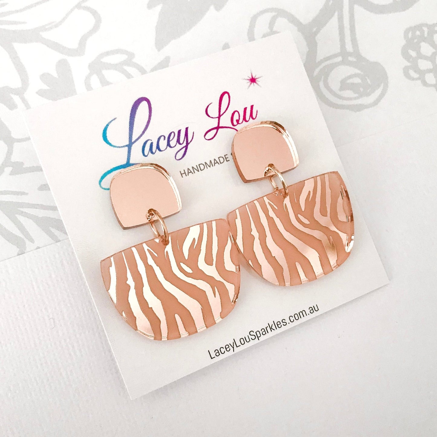 Rose Gold Mirror Zebra Dangle - Lacey Lou Sparkles