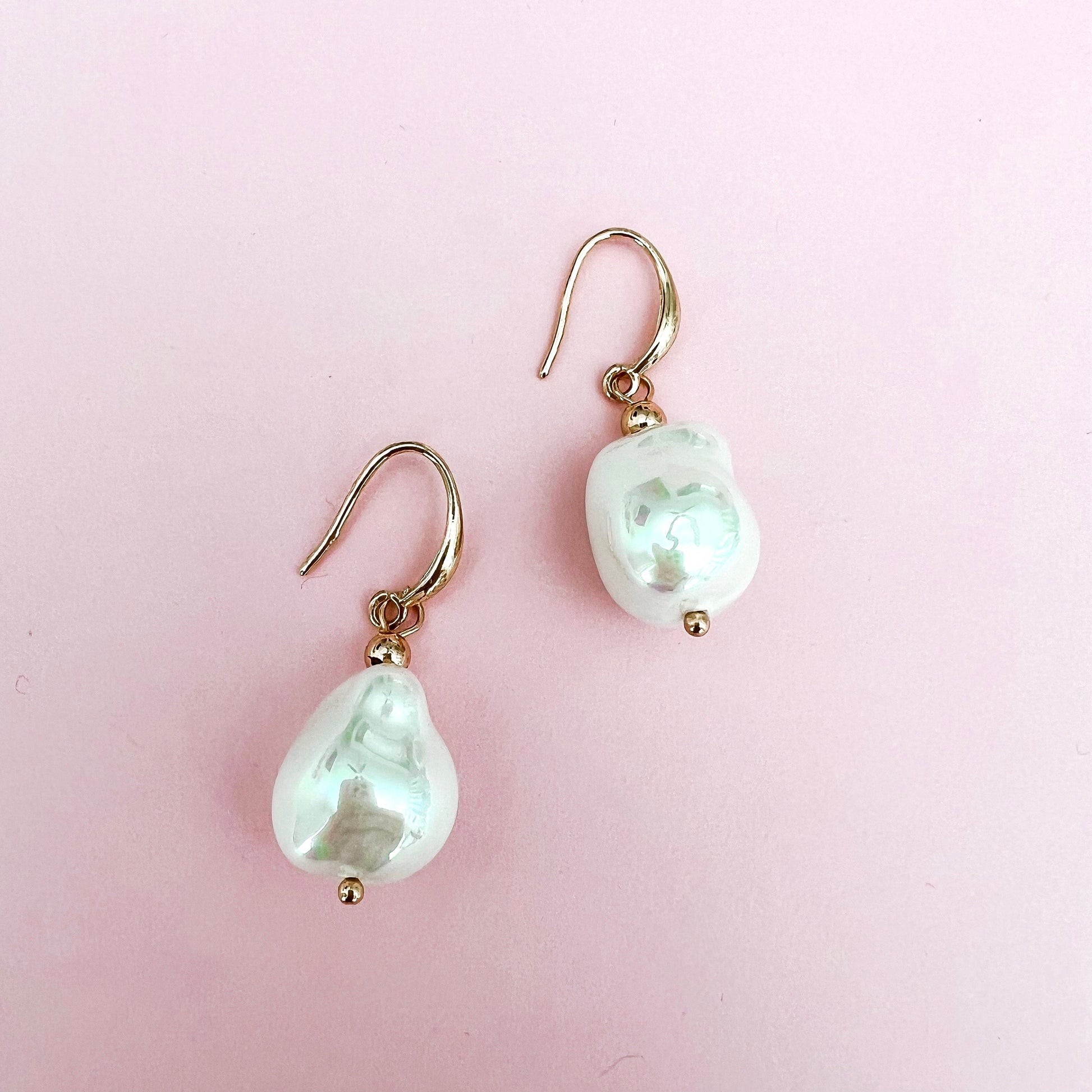 Shelly Baroque Pearl Hook Earring - Gold - Lacey Lou Sparkles