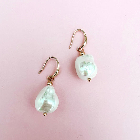 Shelly Baroque Pearl Hook Earring - Gold - Lacey Lou Sparkles