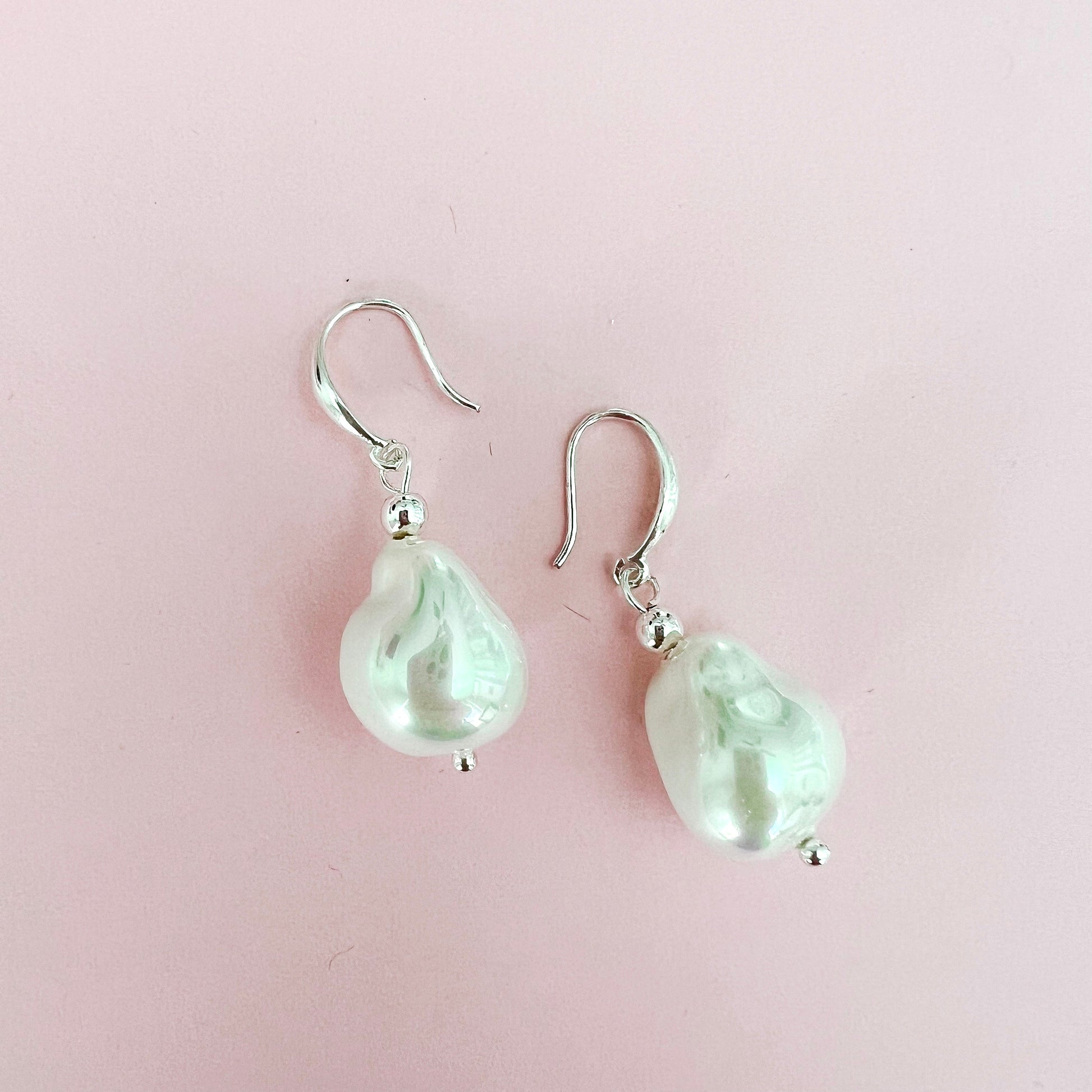 Shelly Baroque Pearl Hook Earring - Silver - Lacey Lou Sparkles