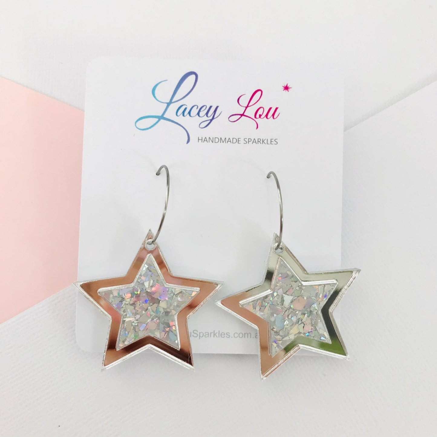 Silver Star Earrings - Fireworks Earrings - Lacey Lou Sparkles